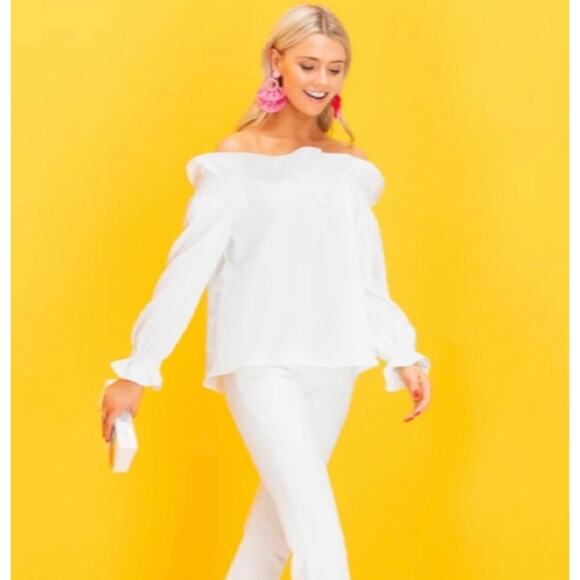 TUCKERNUCK White Off The Shoulder Marguerite Top NWT Size XS - Picture 8 of 12